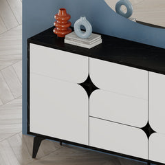 Buffet bas design 3 portes et 1 tiroir Euryale Bois Noir et Blanc