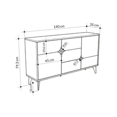 Buffet bas design 3 portes et 1 tiroir Euryale Bois Noir et Blanc