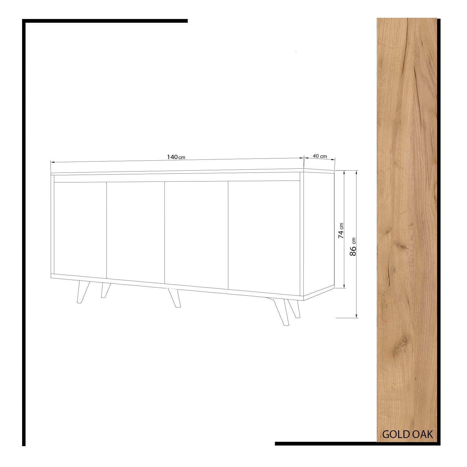 Buffet haut 4 portes Ophixis 140cm Bois Blanc et Chêne