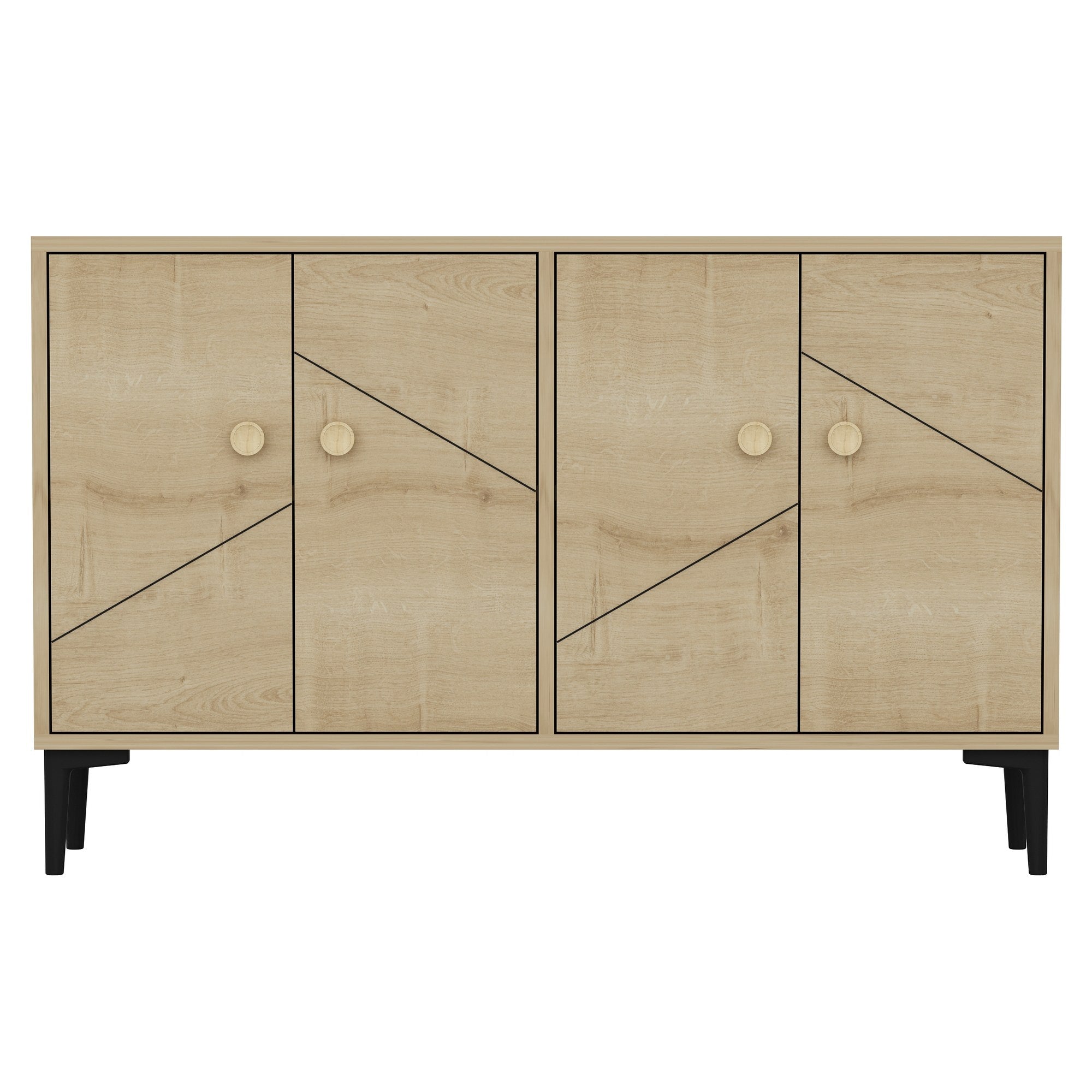 Buffet Nunka 120cm Motif Géométrique Chêne clair