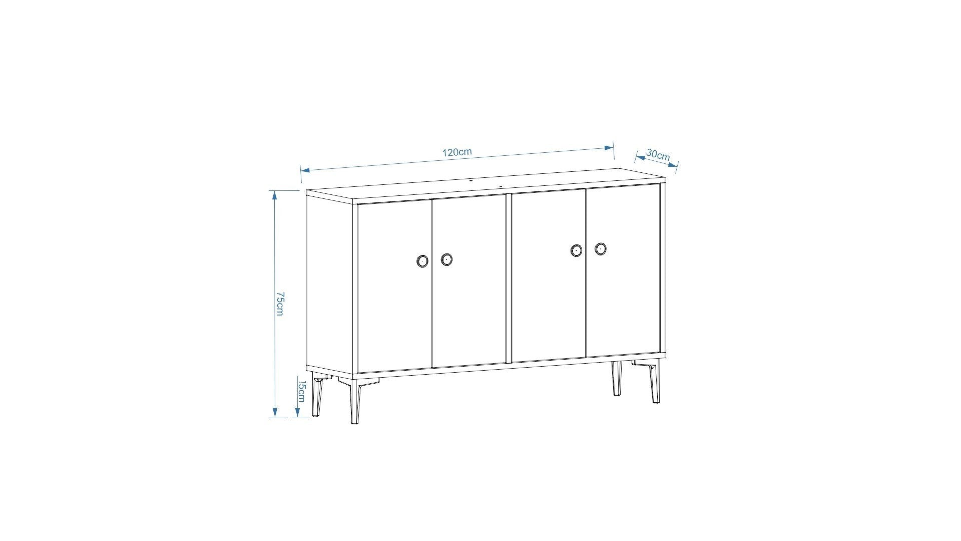 Buffet Nunka 120cm Motif Géométrique Chêne clair