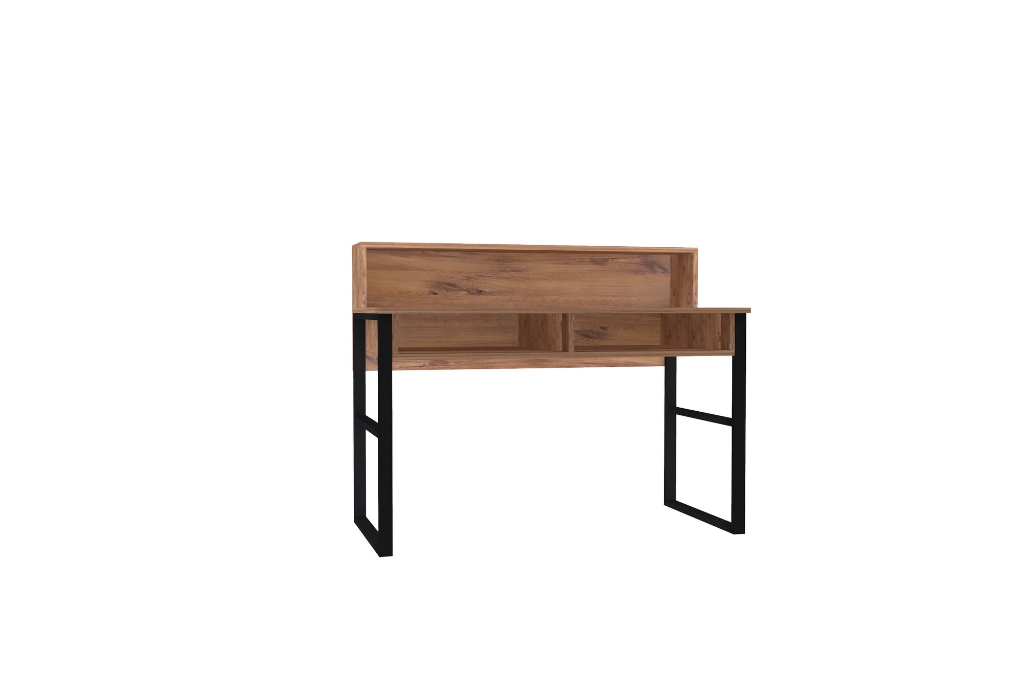 Bureau 2 compartiments et étagère Bruni 120cm Métal Noir et Bois Naturel