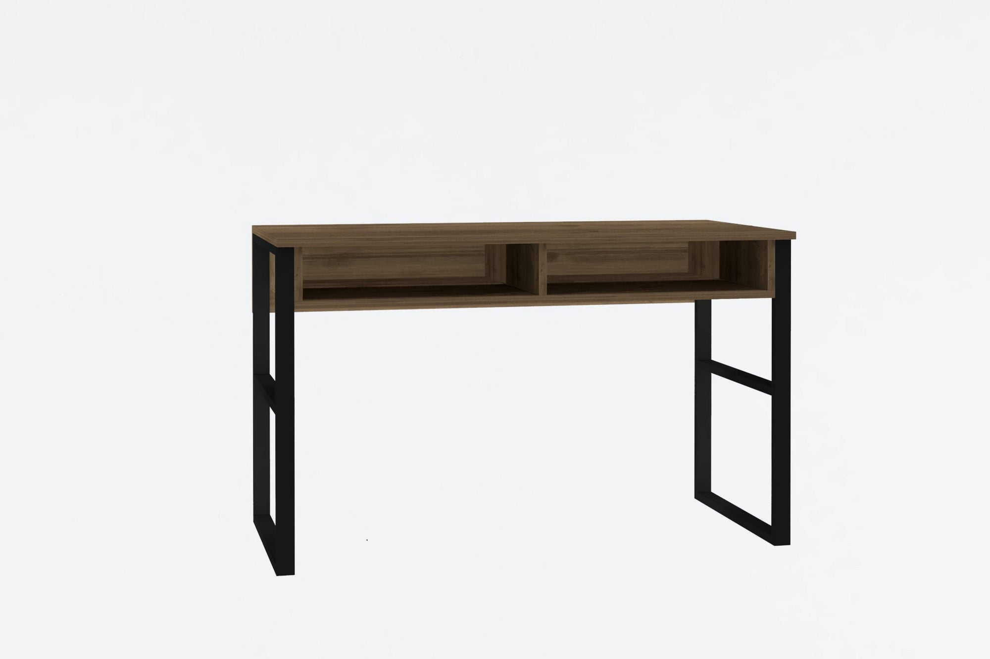 Bureau 2 compartiments Mauro 120cm Métal Noir et Bois Naturel