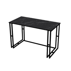 Bureau Adisu L120cm Métal Noir et Bois Effet Marbre Noir