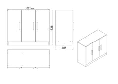 Bureau, armoire, bibliothèque, commode et table basse Busymo Blanc