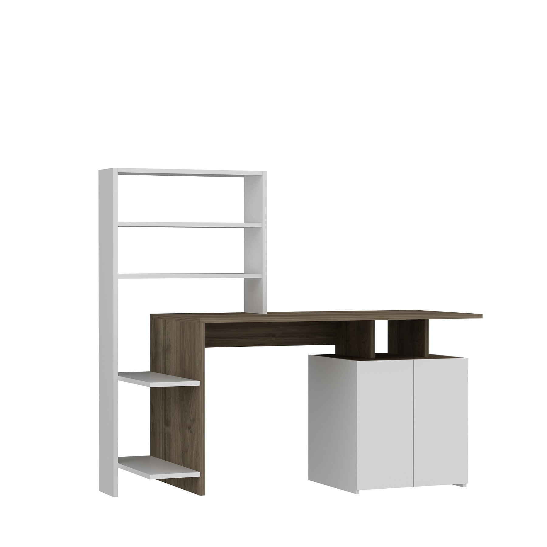 Bureau, armoire et étagère Kasini Bois Naturel et Blanc