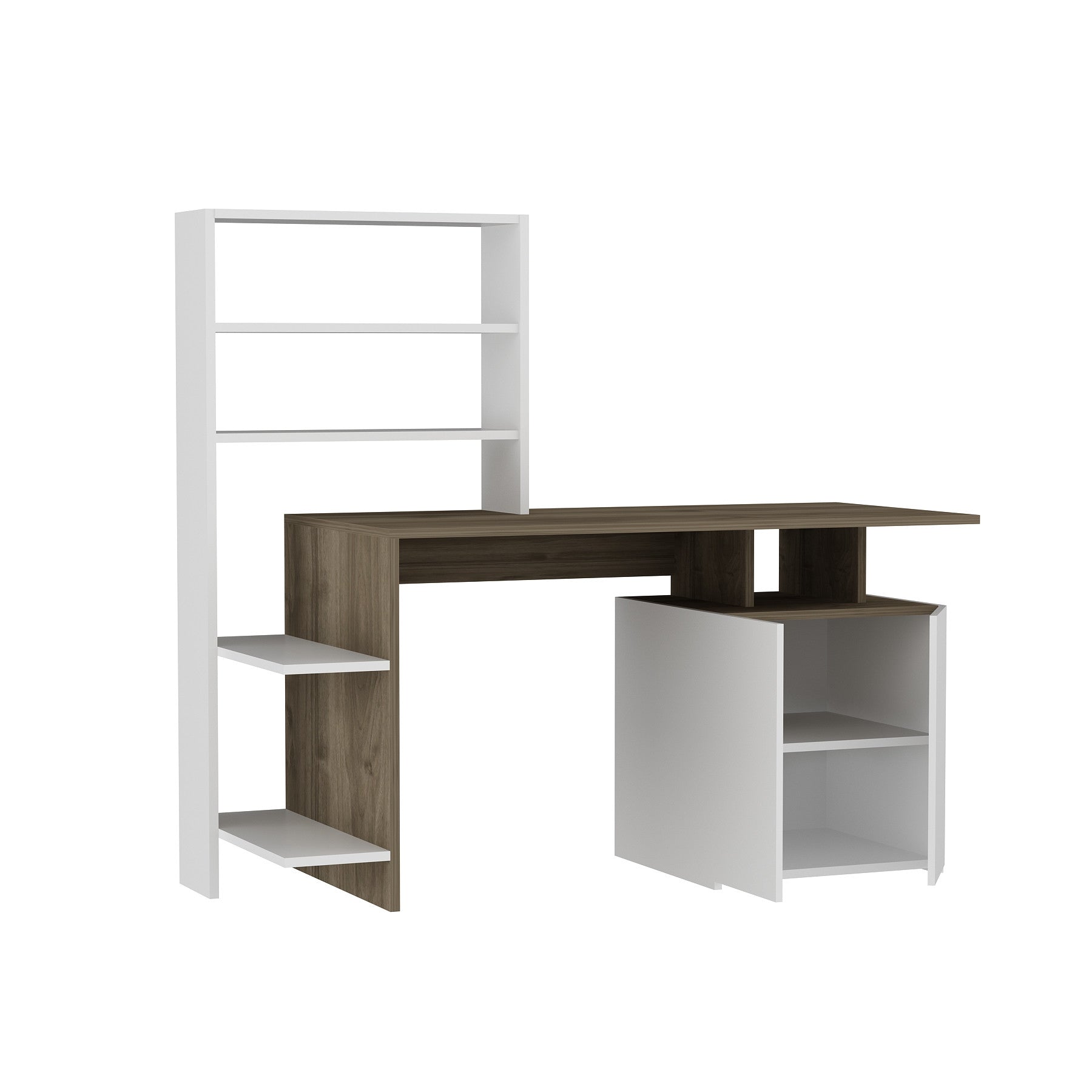 Bureau, armoire et étagère Kasini Bois Naturel et Blanc