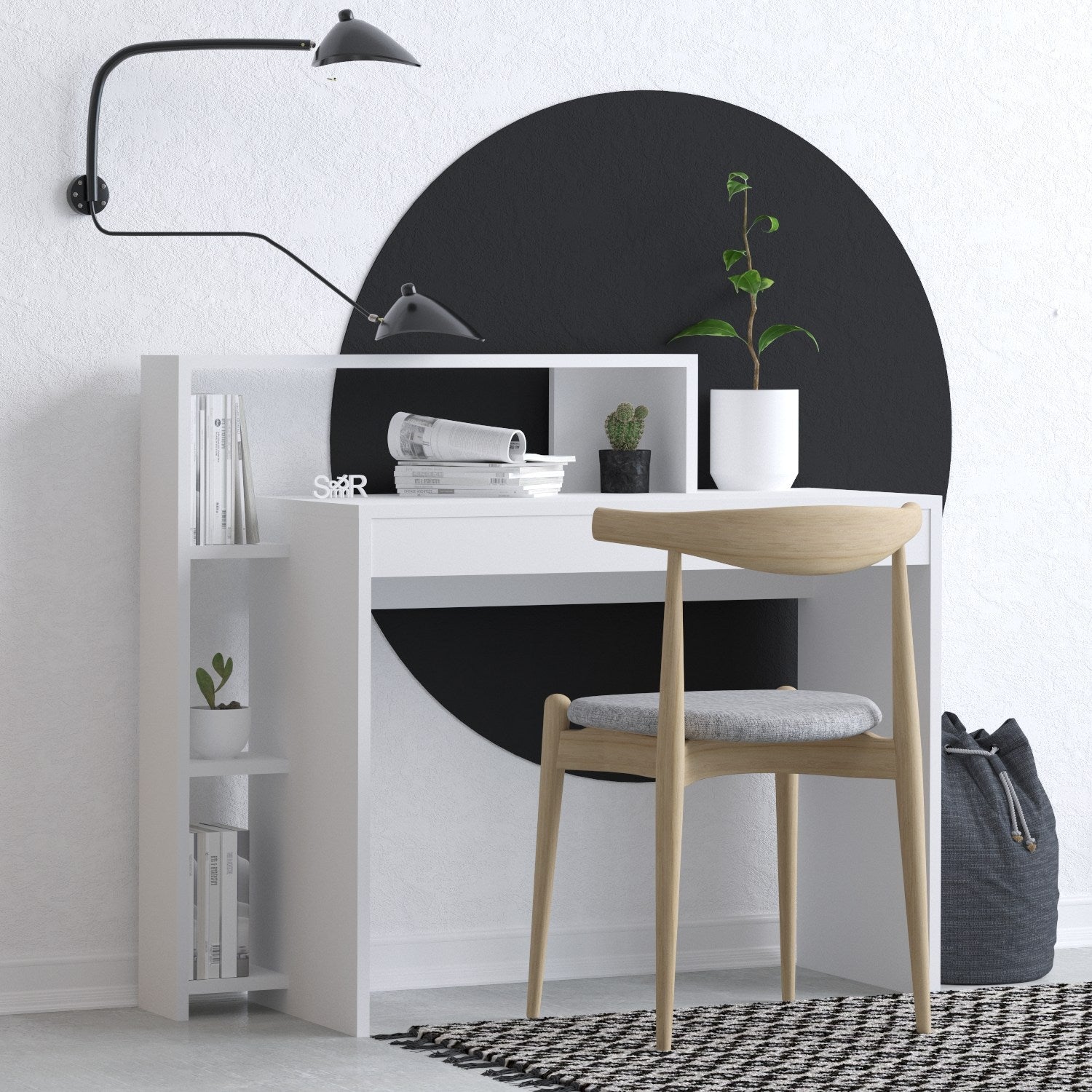 Bureau avec étagère Agout Blanc