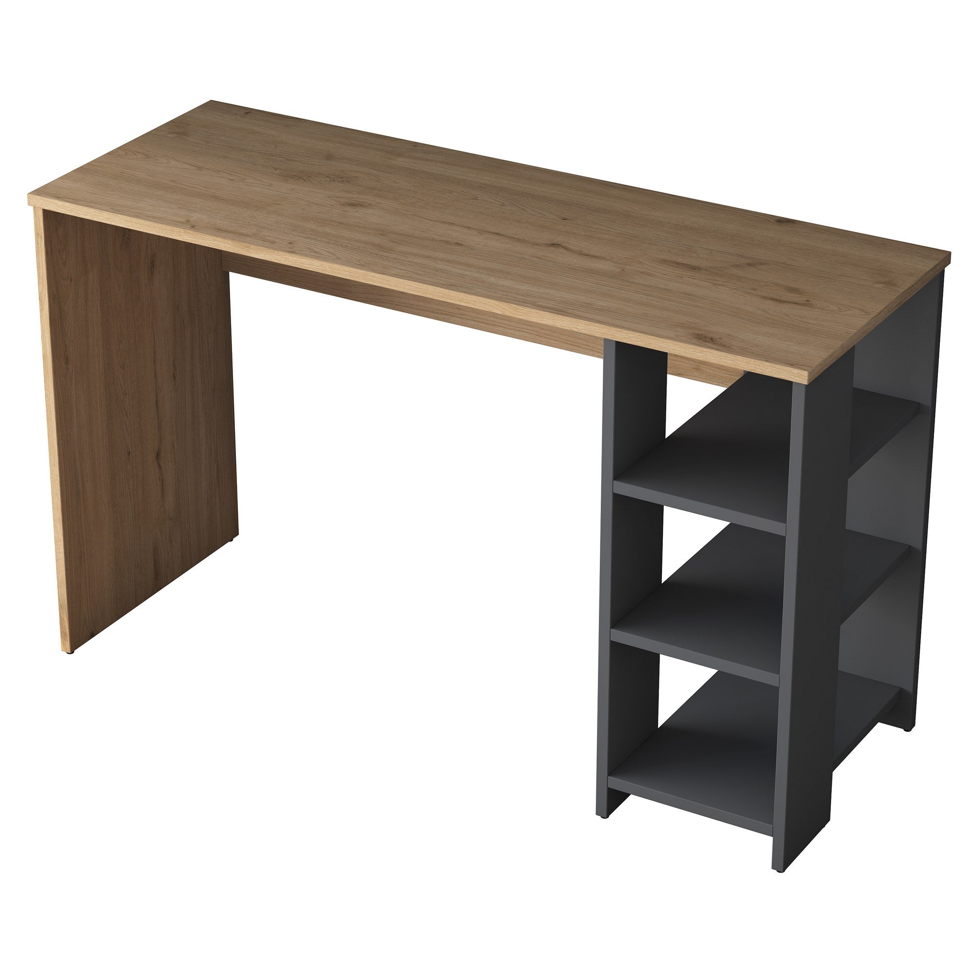 Bureau avec étagère Libanius L120cm Bois foncé et Anthracite