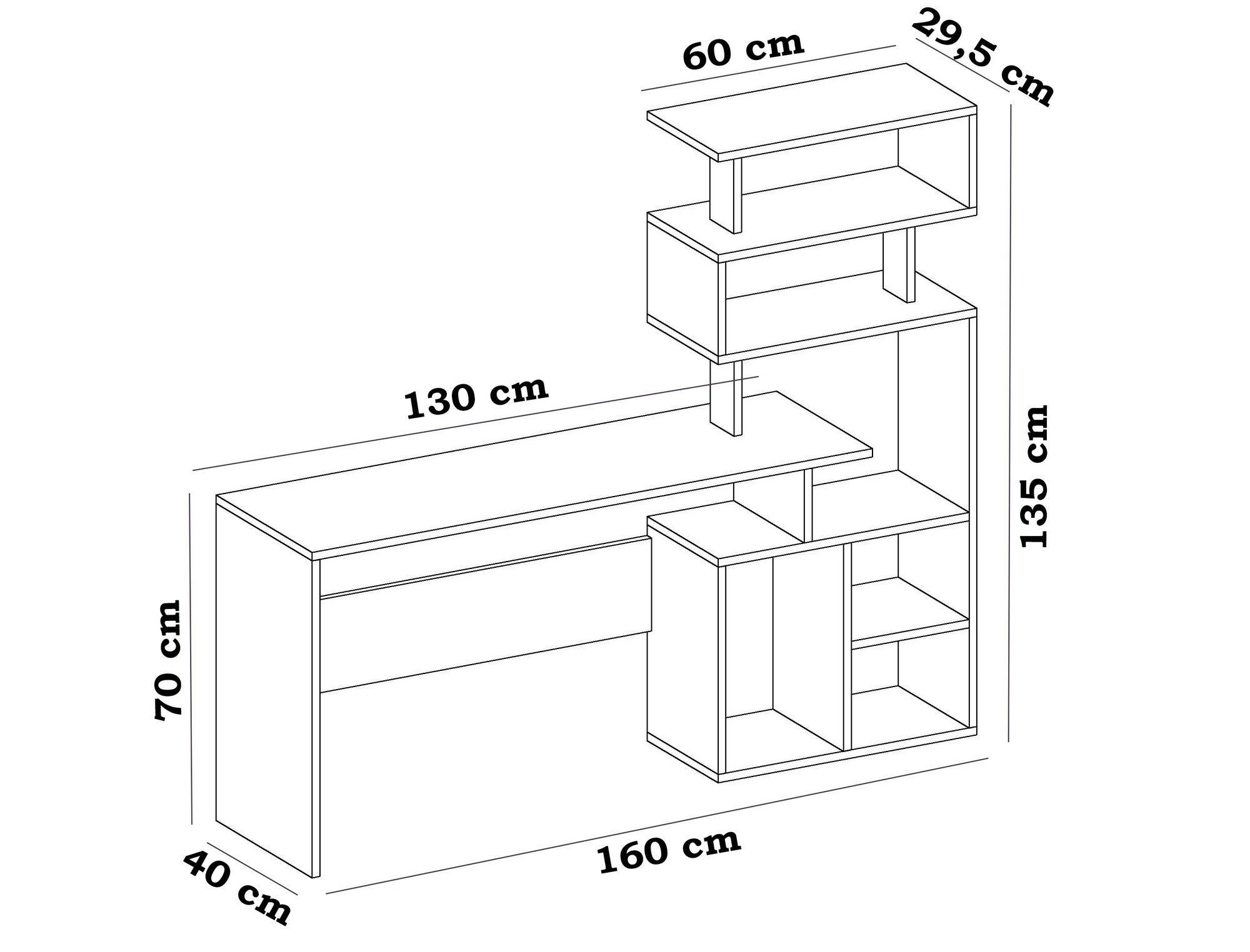 Bureau avec étagère Ozanne Blanc