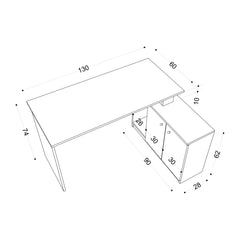 Bureau avec porte Nive Blanc