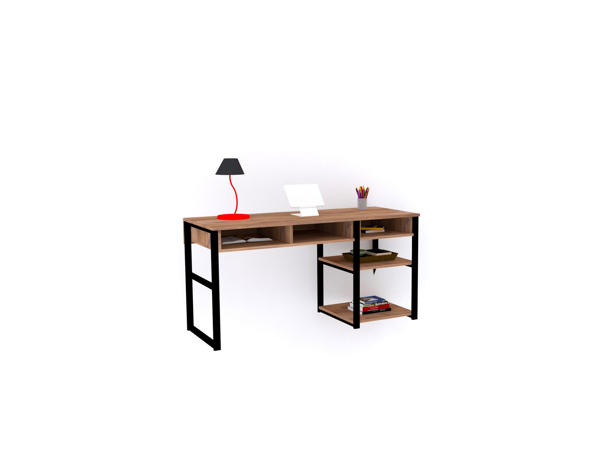 Bureau Brehan L150cm Bois foncé et Métal Noir