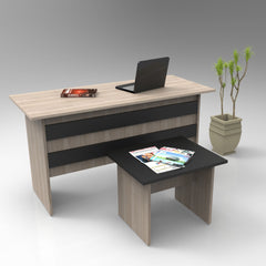 Bureau contemporain avec table basse Busymo Chêne clair et Noir