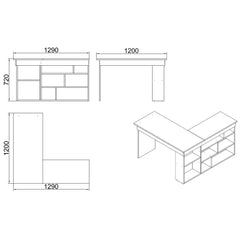 Bureau d'angle Perya Bois Naturel et Noir