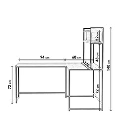 Bureau d'angle style industriel Kerey Bois foncé et Métal Noir