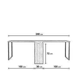 Bureau double style industriel Ezera L240cm Bois foncé et Métal Noir