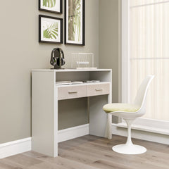 Bureau extensible 2 tiroirs Atsuji 99x88cm Bois Blanc