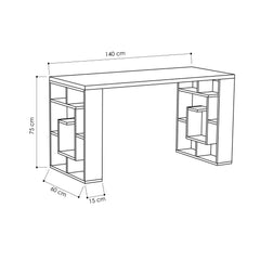 Bureau Obera L140xH75cm Bois Chêne et Blanc