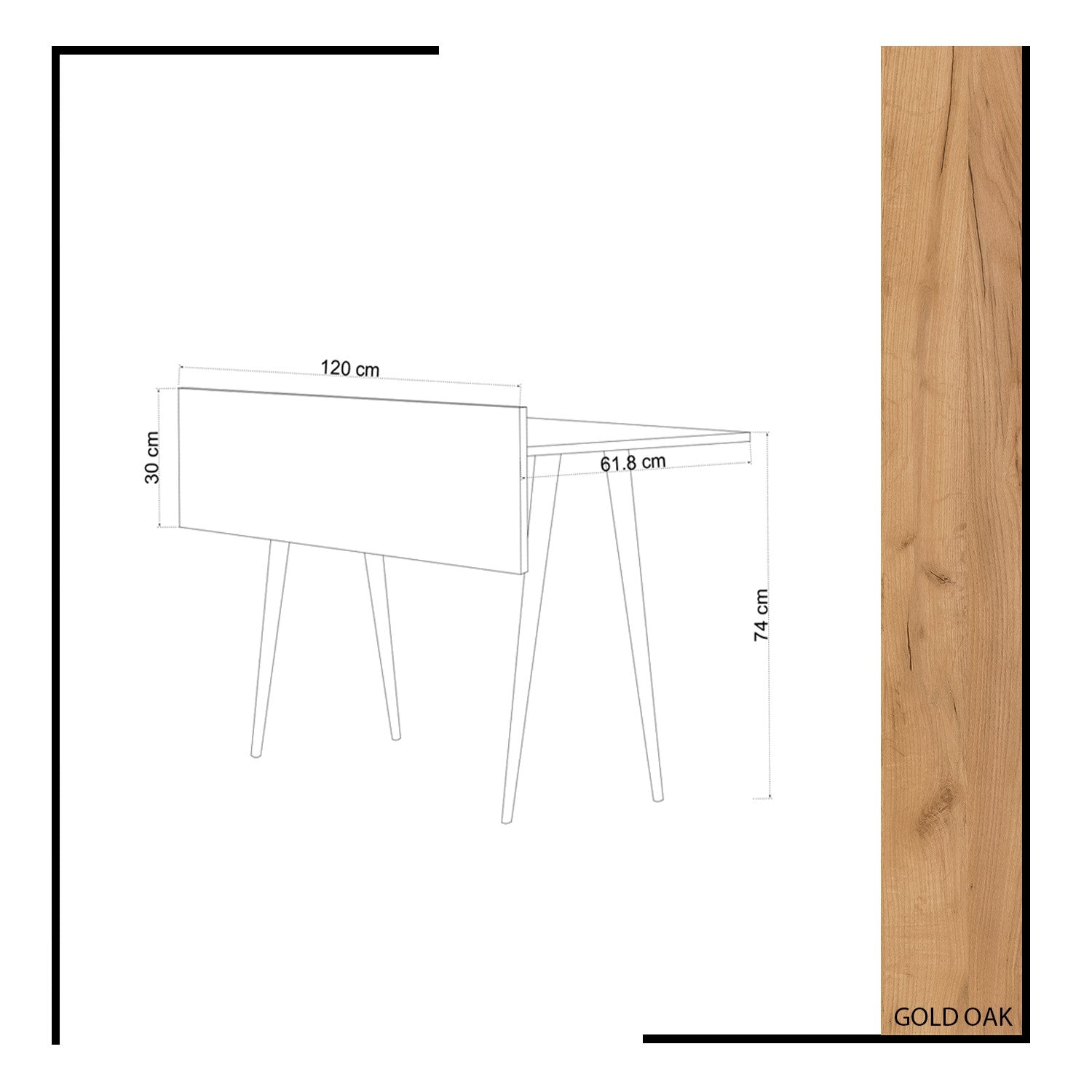 Bureau scandinave Erico L120xH61,8cm Chêne clair