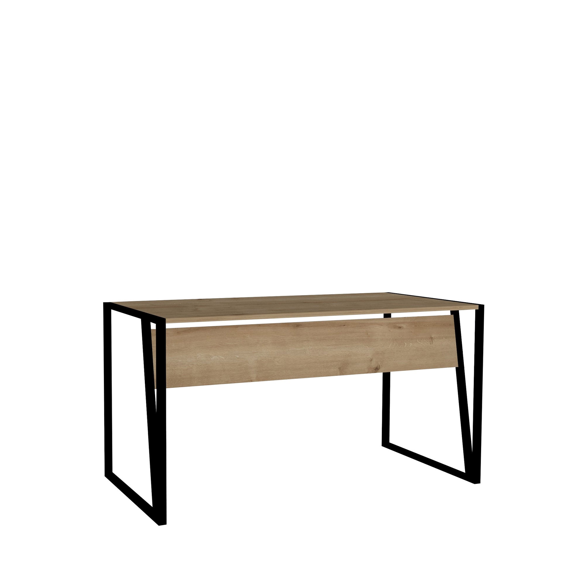 Bureau simple Ermias L140cm Bois clair et Métal Noir