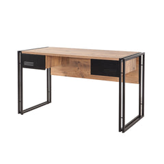 Bureau style industriel 2 tiroirs Officimat 139x75cm Bois clair