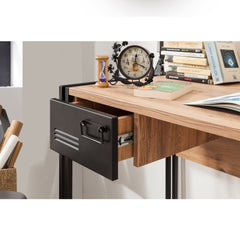 Bureau style industriel 2 tiroirs Officimat 139x75cm Bois clair