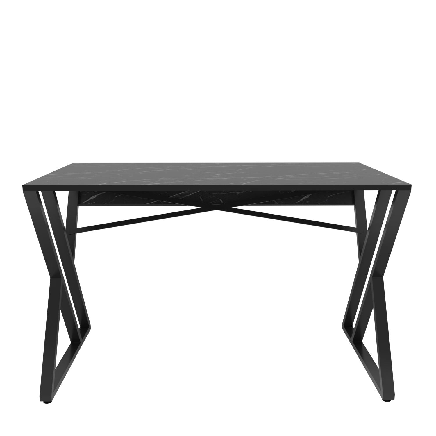 Bureau style industriel Powa 120cm Noir et Noir Effet marbre