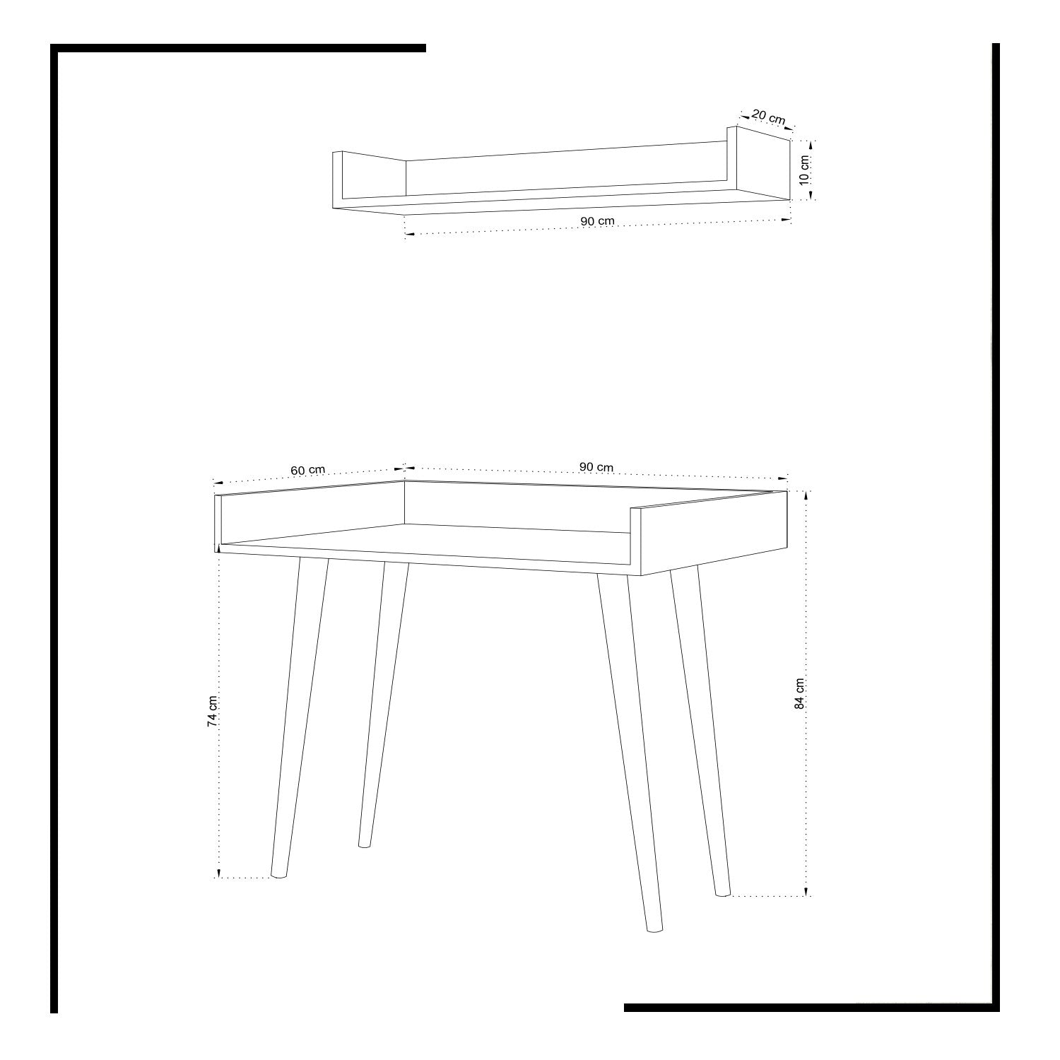 Bureau style scandinave avec étagère murale Lucien 90cm Bois clair