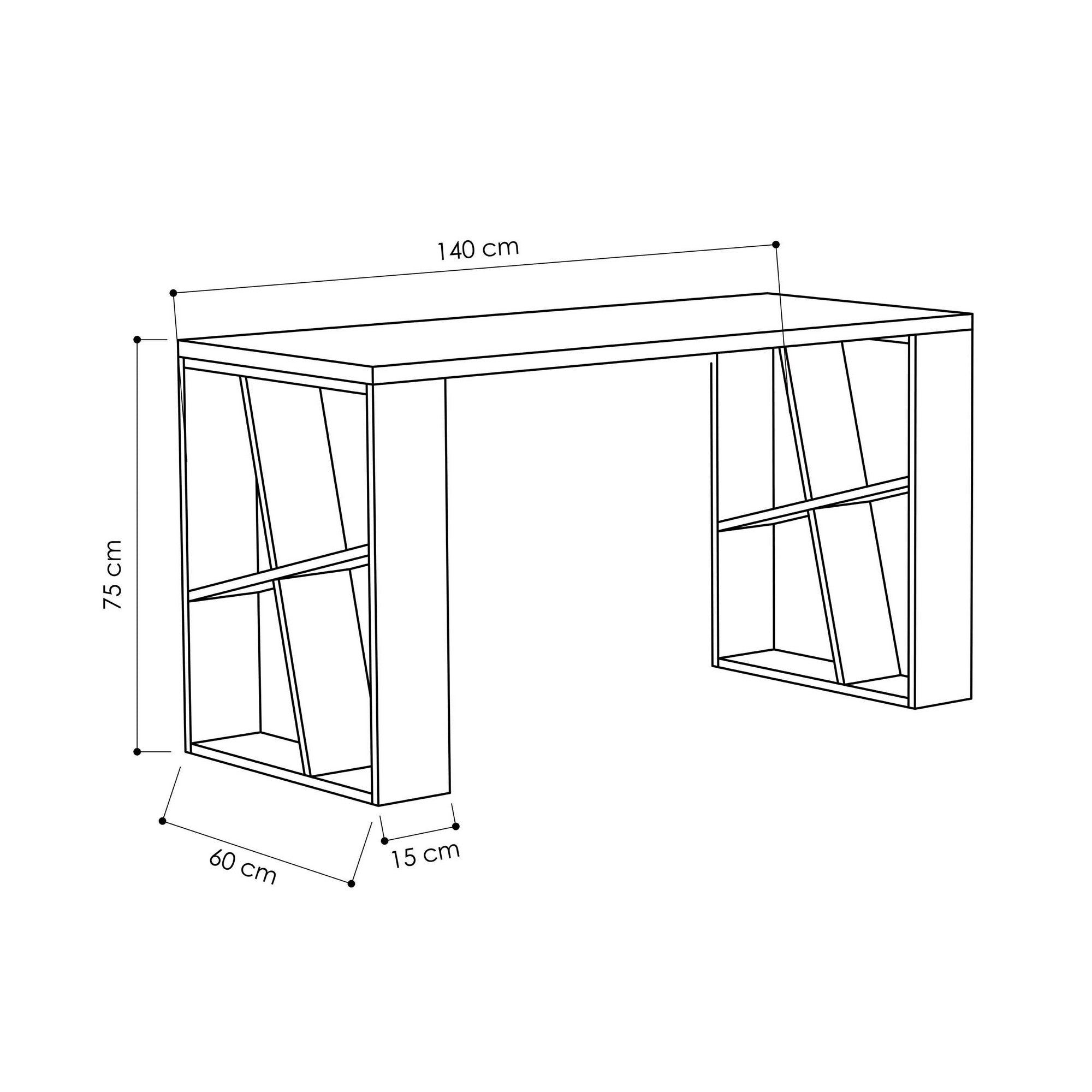 Bureau Taiga 140x75cm Bois Blanc et Anthracite