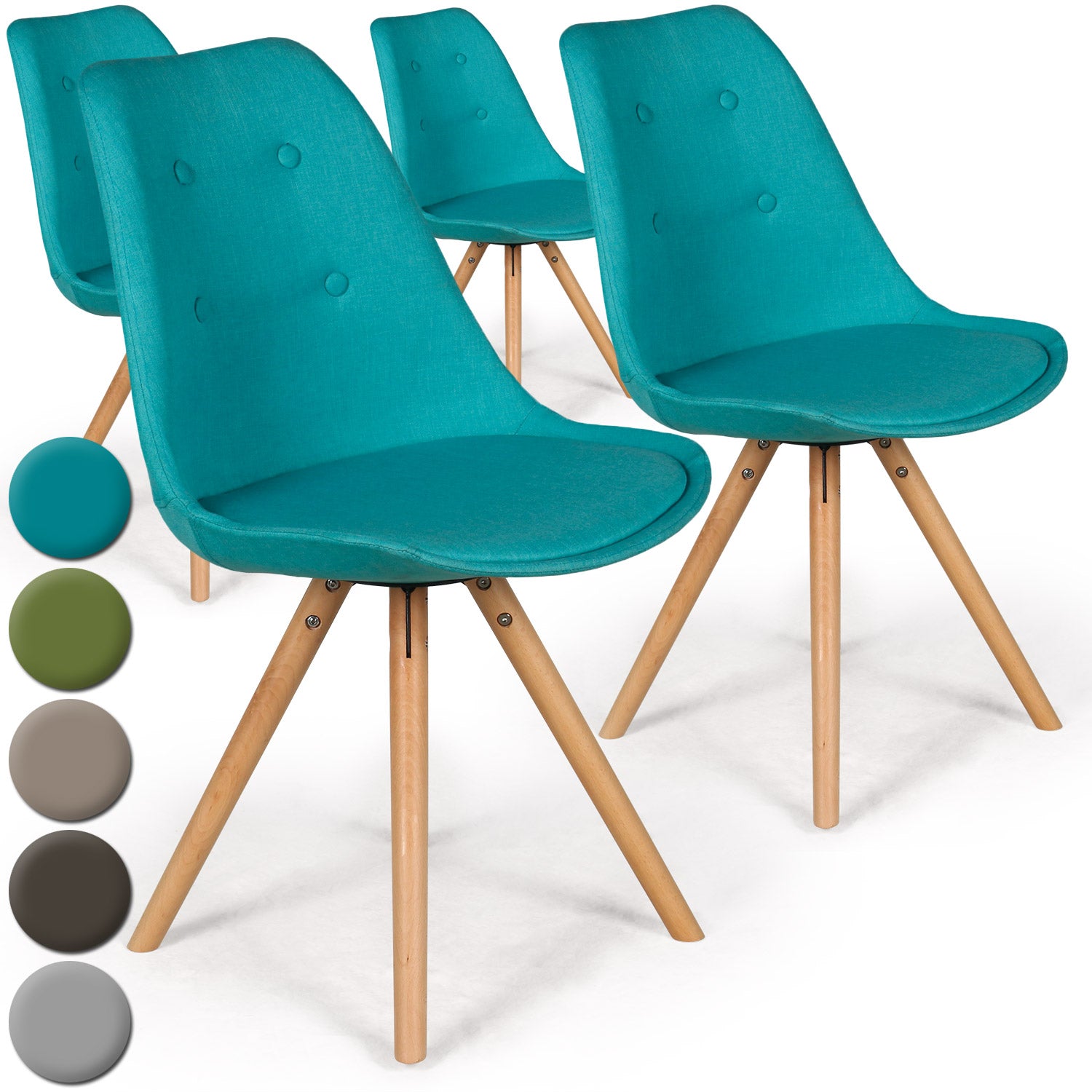 Lot de 4 chaises scandinaves Goya Tissu Bleu