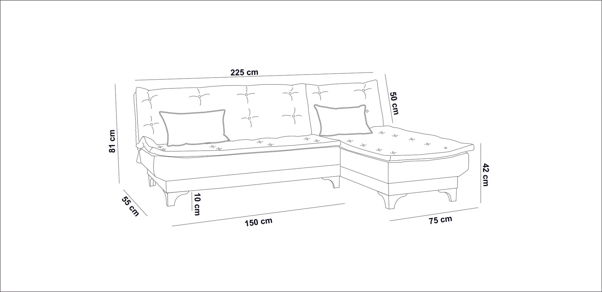 Canapé angle à droite convertible Lefkadao Tissu Gris