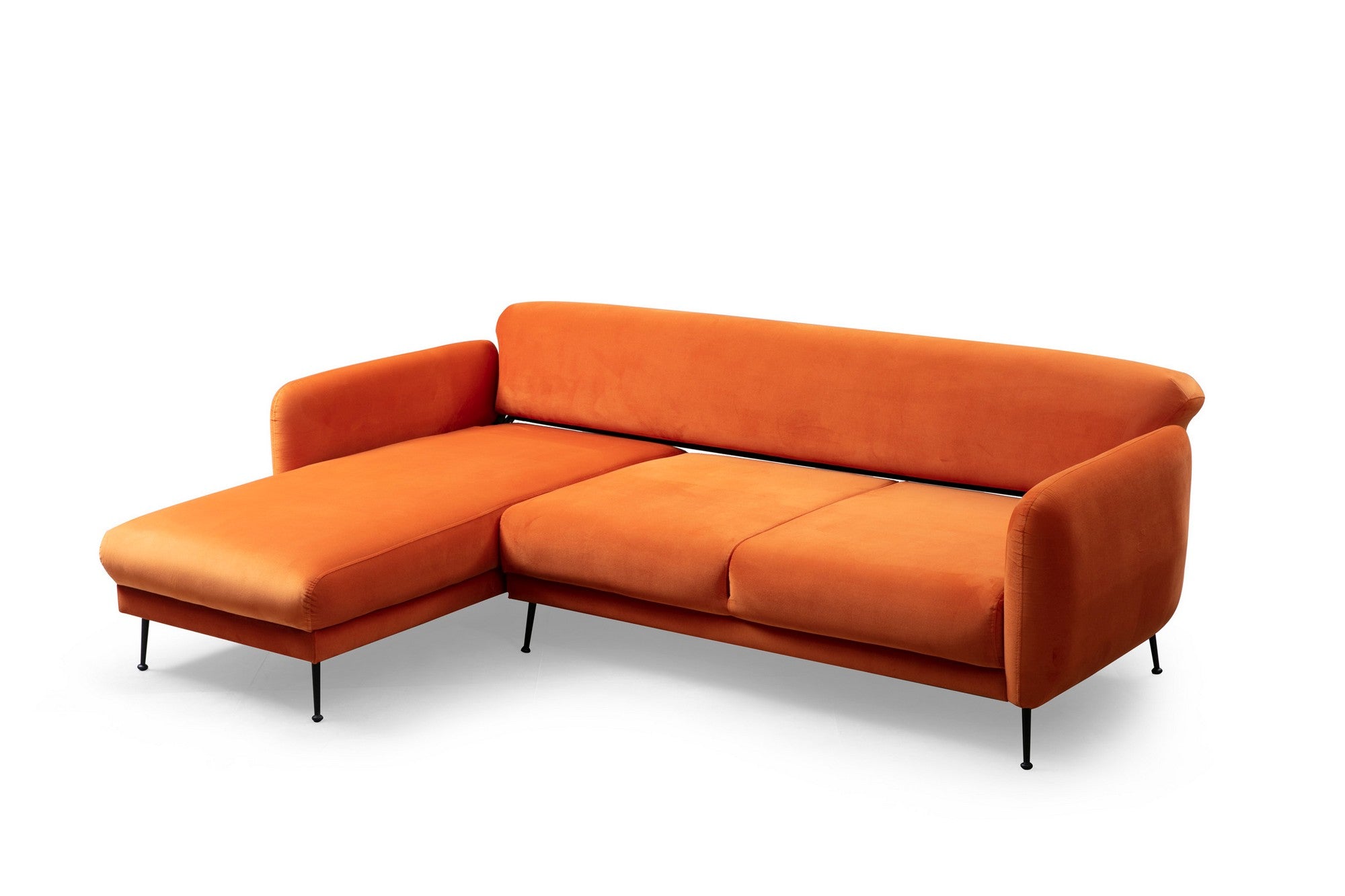 Canapé d'angle à gauche convertible avec 3 coussins Vesna Tissu Orange