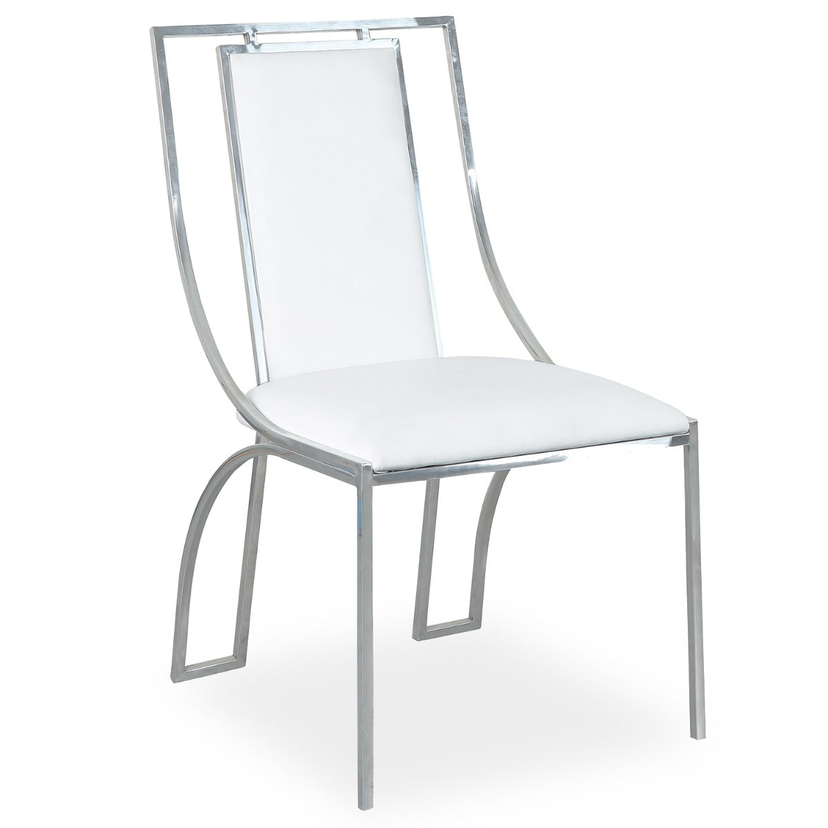 Lot de 2 chaises Catarina Simili P.U. Blanc pieds Argent