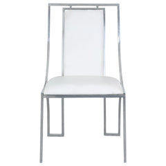 Lot de 2 chaises Catarina Simili P.U. Blanc pieds Argent