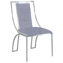 Lot de 2 tabourets métal argenté velours argent