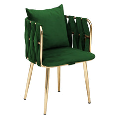 Chaise avec accoudoir Sawyer Métal Or et Velours Vert