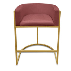Chaise de bar design Honey Velours Rose et Métal Or