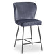 Chaise de bar en velours gris avec pieds en métal