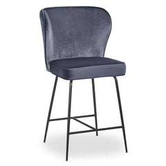 Chaise de bar Elsa Velours Gris