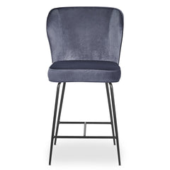 Chaise de bar Elsa Velours Gris
