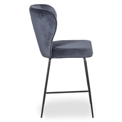 Chaise de bar Elsa Velours Gris