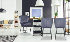 Chaise de bar Elsa Velours Gris