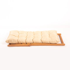 Chaise de jardin Purrault Bois massif clair et Tissu Blanc crème