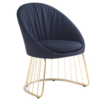 Chaise avec dossier arrondi en tissu noir et pieds dorés