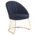 Chaise avec dossier arrondi en tissu noir et pieds dorés