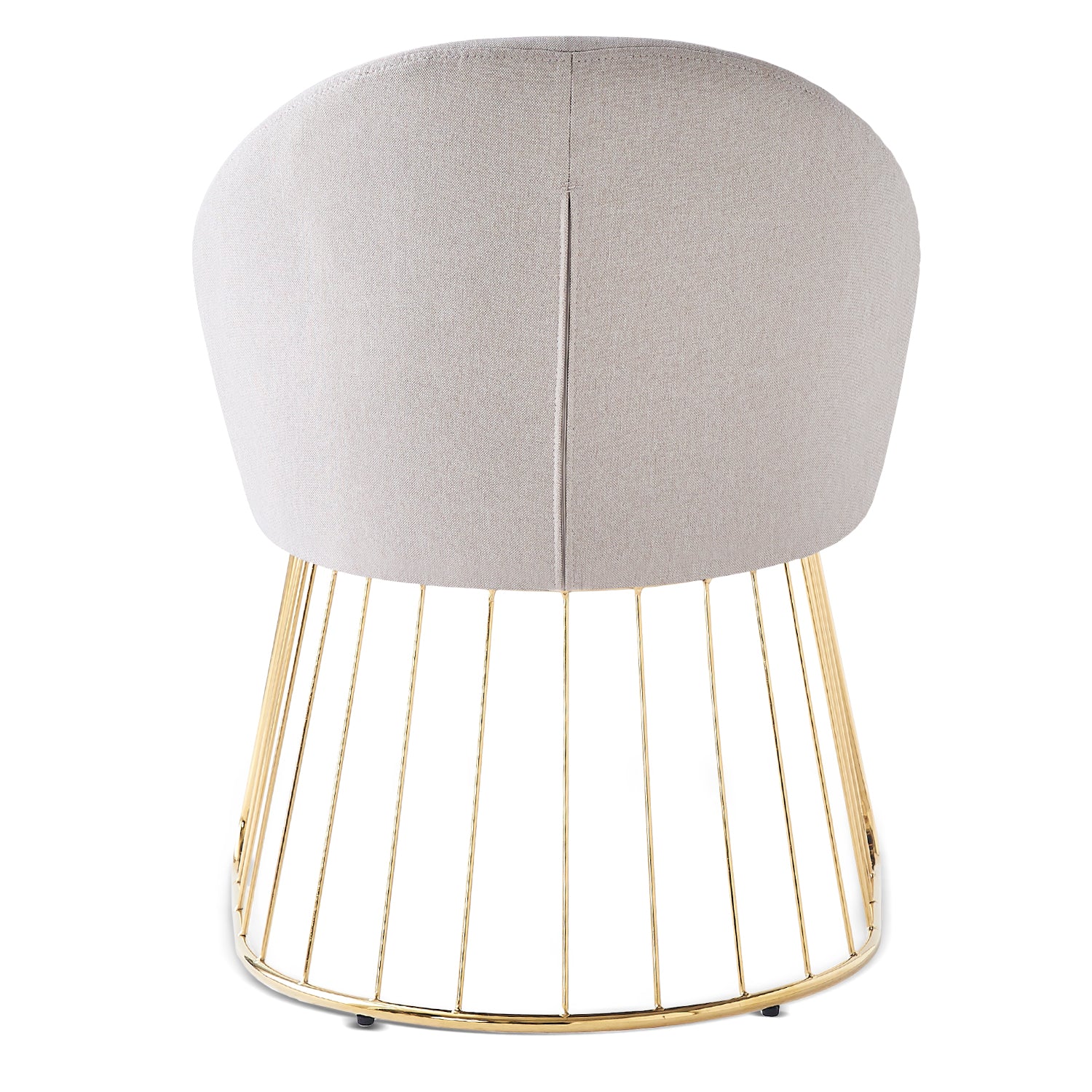 Chaise design avec dossier arrondi effet drapé Pralion Pied Or et Tissu Beige