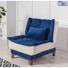 Chaise / Fauteuil convertible Lefkada Tissu Blanc crème et Bleu