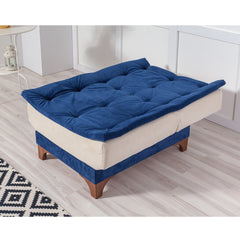 Chaise / Fauteuil convertible Lefkada Tissu Blanc crème et Bleu foncé