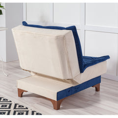 Chaise / Fauteuil convertible Lefkada Tissu Blanc crème et Bleu foncé