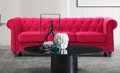 Canapé 3 places en velours rouge